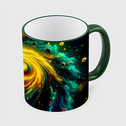 Кружка 3D Neon space - ai art fantasy, цвет: 3D-зеленый кант