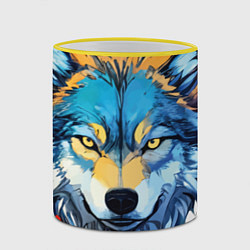 Кружка 3D Волк яркий арт, цвет: 3D-желтый кант — фото 2