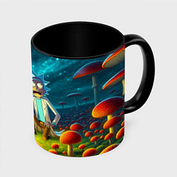 Кружка 3D Rick and Morty on the fly agaric planet, цвет: 3D-белый + черный