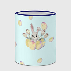 Кружка 3D Кролик радостный с яйцами, цвет: 3D-синий кант — фото 2