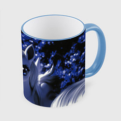 Кружка 3D Единорог - синий рог, цвет: 3D-небесно-голубой кант