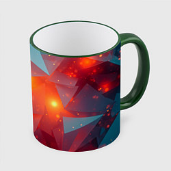 Кружка 3D Абстракция осколки солнечные блики, цвет: 3D-зеленый кант