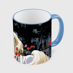 Кружка 3D Единорожка с золотыми копытами, цвет: 3D-небесно-голубой кант