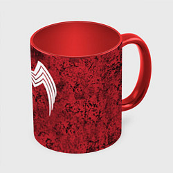 Кружка 3D Знак венома на красном, цвет: 3D-белый + красный