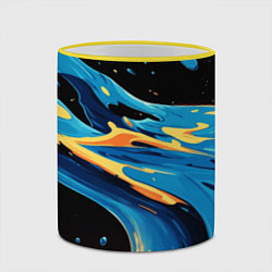 Кружка 3D Синяя волна из красок, цвет: 3D-желтый кант — фото 2