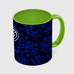 Кружка 3D Blink 182 blue energy, цвет: 3D-белый + светло-зеленый