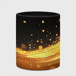 Кружка 3D Золотые блестки на черном фоне, цвет: 3D-белый + черный — фото 2