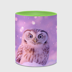 Кружка 3D Удивленная сова, цвет: 3D-белый + светло-зеленый — фото 2