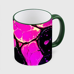 Кружка 3D Розовые пятна в текстуре, цвет: 3D-зеленый кант