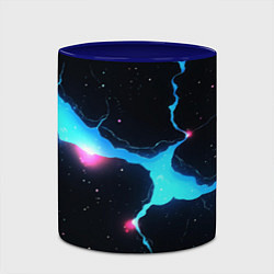 Кружка 3D Голубой разлом в черной текстуре, цвет: 3D-белый + синий — фото 2