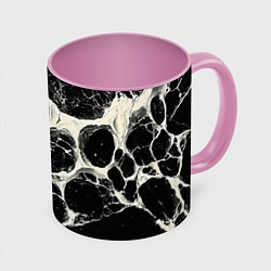 Кружка 3D Бело-черная потертая текстура, цвет: 3D-белый + розовый
