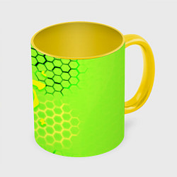 Кружка 3D Doom кислотные соты лого, цвет: 3D-белый + желтый