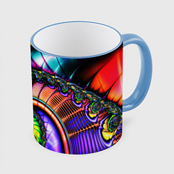 Кружка 3D Фрактальный узор неоновый, цвет: 3D-небесно-голубой кант