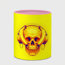 Кружка 3D Yellow bananas skull - cyberpunk, цвет: 3D-белый + розовый — фото 2
