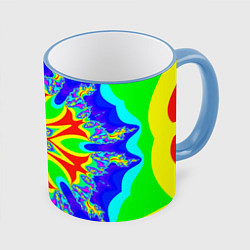 Кружка 3D Неоновая психоделика узор, цвет: 3D-небесно-голубой кант