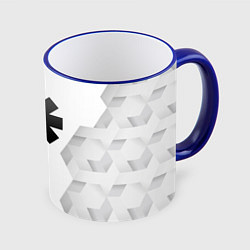 Кружка 3D Red Hot Chili Peppers white poly, цвет: 3D-синий кант