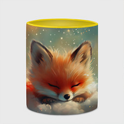 Кружка 3D Лисенок спит на облаке, цвет: 3D-белый + желтый — фото 2