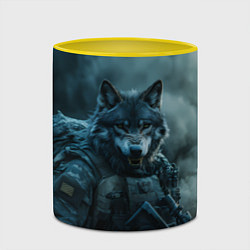 Кружка 3D Волк солдат, цвет: 3D-белый + желтый — фото 2