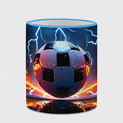 Кружка 3D Футбольный мяч в молниях, цвет: 3D-небесно-голубой кант — фото 2