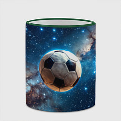 Кружка 3D Футбольный мяч в космосе, цвет: 3D-зеленый кант — фото 2