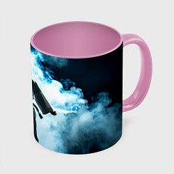 Кружка 3D Айкидоист в дыму, цвет: 3D-белый + розовый