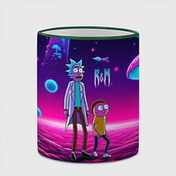 Кружка 3D Морти и Рик на планете неоновых сказочных грибов, цвет: 3D-зеленый кант — фото 2