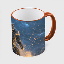 Кружка 3D Волк и молния, цвет: 3D-оранжевый кант