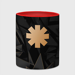 Кружка 3D Red Hot Chili Peppers golden poly, цвет: 3D-белый + красный — фото 2