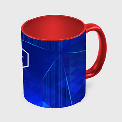 Кружка 3D Tomb Raider blue poly, цвет: 3D-белый + красный