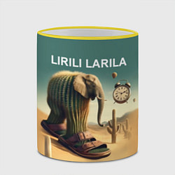 Кружка 3D Слон кактус - брейнрот мем, цвет: 3D-желтый кант — фото 2