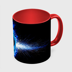 Кружка 3D Каяк в синем пламени, цвет: 3D-белый + красный