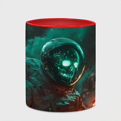 Кружка 3D Неоновый череп в скафандре космонавта, цвет: 3D-белый + красный — фото 2