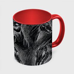 Кружка 3D Черепа лошадей - эскиз, цвет: 3D-белый + красный