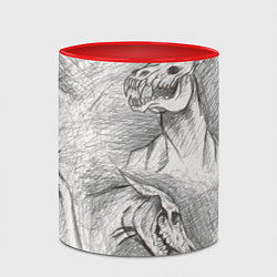Кружка 3D Черепа лошадей - эскиз, цвет: 3D-белый + красный — фото 2