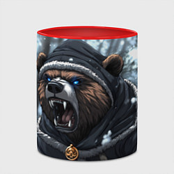 Кружка 3D Зима - русский медведь, цвет: 3D-белый + красный — фото 2