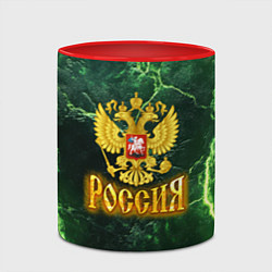 Кружка 3D Россия огненный текст на зеленом, цвет: 3D-белый + красный — фото 2