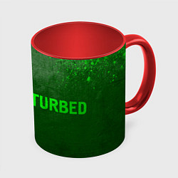 Кружка 3D Disturbed - green gradient по-горизонтали, цвет: 3D-белый + красный