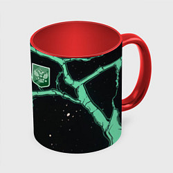 Кружка 3D Зеленые молнии и герб России, цвет: 3D-белый + красный