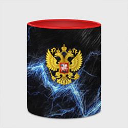 Кружка 3D Герб РФ на черной текстуре с синими потертостями, цвет: 3D-белый + красный — фото 2