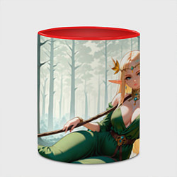 Кружка 3D Эльфийская аниме ведьма среди черепов в мрачном ле, цвет: 3D-белый + красный — фото 2