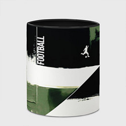 Кружка 3D Футбол на фоне брызг красок, цвет: 3D-белый + черный — фото 2