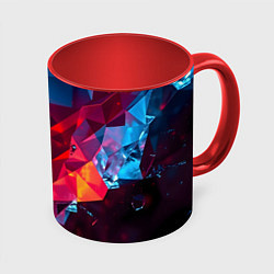 Кружка 3D Красные и синие минералы, цвет: 3D-белый + красный