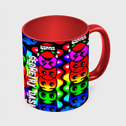 Кружка 3D Geometry dash neon gradient, цвет: 3D-белый + красный