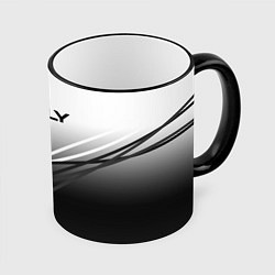 Кружка 3D Geely градиент из белого в тёмный с полосами, цвет: 3D-черный кант