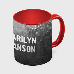 Кружка 3D Marilyn Manson - grey gradient по-горизонтали, цвет: 3D-белый + красный
