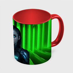Кружка 3D Билли Айлиш космический костюм, цвет: 3D-белый + красный