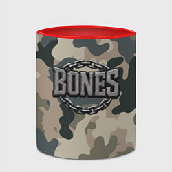 Кружка 3D Bones логотип на камуфляже, цвет: 3D-белый + красный — фото 2