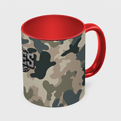 Кружка 3D Bones логотип на камуфляже, цвет: 3D-белый + красный
