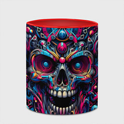 Кружка 3D Colorful cyber skull - pattern, цвет: 3D-белый + красный — фото 2