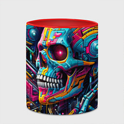 Кружка 3D Cyber skull - pattern, цвет: 3D-белый + красный — фото 2